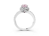 White gold Fancy Pink Oval  Diamond Solitaire Ring with Shared Prong Pavé Band_69