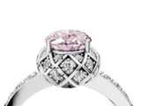 White gold Fancy Pink Oval  Diamond Solitaire Ring with Shared Prong Pavé Band_70