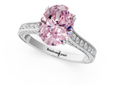 White gold Fancy Pink Oval  Diamond Solitaire with Pave Band and Six-Prong Setting_20