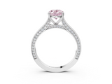 White gold Fancy Pink Oval  Diamond Solitaire with Pave Band and Six-Prong Setting_23
