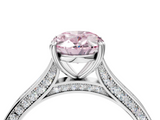 White gold Fancy Pink Oval  Diamond Solitaire with Pave Band and Six-Prong Setting_24
