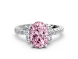 White gold Fancy Pink Oval  Diamond Three-Stone Pave Band with Four-Prong Setting_20
