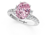 White gold Fancy Pink Oval  Diamond Three-Stone Pave Band with Four-Prong Setting_21