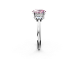 White gold Fancy Pink Oval  Diamond Three-Stone Ring with Trapezoid Side Stones and Prong Setting_19