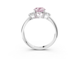 White gold Fancy Pink Oval  Diamond Three-Stone Ring with Trapezoid Side Stones and Prong Setting_19