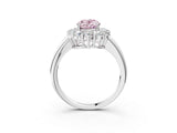 White gold Fancy Pink Oval  Halo Cluster Diamond Engagement Ring with Prong Setting and Polished Band_150