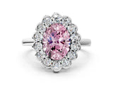 White gold Fancy Pink Oval  Halo Cluster Diamond Engagement Ring with Solitaire Band and Prong Setting_64