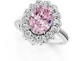 White gold Fancy Pink Oval  Halo Cluster Diamond Engagement Ring with Solitaire Band and Prong Setting_65