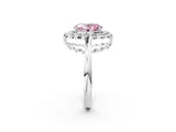 White gold Fancy Pink Oval  Halo Cluster Diamond Engagement Ring with Solitaire Band and Prong Setting_67