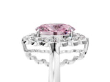 White gold Fancy Pink Oval  Halo Cluster Diamond Engagement Ring with Solitaire Band and Prong Setting_69