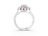 White gold Fancy Pink Oval  Halo Diamond Cluster Engagement Ring with Milgrain Bezel Setting and Solitaire Band_90