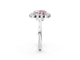 White gold Fancy Pink Oval  Halo Diamond Cluster Engagement Ring with Milgrain Bezel Setting and Solitaire Band_95