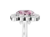 White gold Fancy Pink Oval  Halo Diamond Cluster Engagement Ring with Milgrain Bezel Setting and Solitaire Band_95