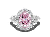 White gold Fancy Pink Oval  Halo Diamond Engagement Ring with Filigree Band and Four-Prong Setting_105