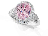 White gold Fancy Pink Oval  Halo Diamond Engagement Ring with Filigree Band and Four-Prong Setting_106