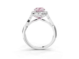 White gold Fancy Pink Oval  Halo Diamond Engagement Ring with Filigree Band and Four-Prong Setting_108