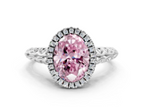 White gold Fancy Pink Oval  Halo Diamond Engagement Ring with Intricate Filigree Band and Four-Prong Setting_37