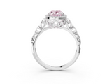 White gold Fancy Pink Oval  Halo Diamond Engagement Ring with Intricate Filigree Band and Four-Prong Setting_40