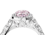 White gold Fancy Pink Oval  Halo Diamond Engagement Ring with Intricate Filigree Band and Four-Prong Setting_41