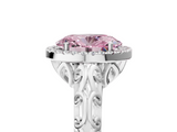 White gold Fancy Pink Oval  Halo Diamond Engagement Ring with Intricate Filigree Band and Four-Prong Setting_42