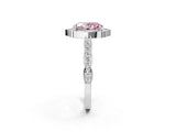 White gold Fancy Pink Oval  Halo Diamond Engagement Ring with Milgrain Band and Four-Prong Setting_68