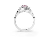 White gold Fancy Pink Oval  Halo Diamond Engagement Ring with Milgrain Band and Four-Prong Setting_69