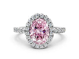 White gold Fancy Pink Oval  Halo Diamond Engagement Ring with Pavé Band and Four-Prong Setting_75