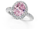 White gold Fancy Pink Oval  Halo Diamond Engagement Ring with Pavé Band and Four-Prong Setting_76