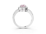 White gold Fancy Pink Oval  Halo Diamond Engagement Ring with Pavé Band and Four-Prong Setting_78