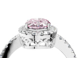 White gold Fancy Pink Oval  Halo Diamond Engagement Ring with Pavé Band and Four-Prong Setting_79