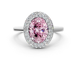 White gold Fancy Pink Oval  Halo Diamond Engagement Ring with Solitaire Band and Four-Prong Setting_20