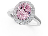 White gold Fancy Pink Oval  Halo Diamond Engagement Ring with Solitaire Band and Four-Prong Setting_21