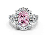 White gold Fancy Pink Oval  Halo Diamond Engagement Ring with Split Shank and Four-Prong Setting_67