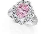 White gold Fancy Pink Oval  Halo Diamond Engagement Ring with Split Shank and Prong Setting_66