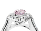 White gold Fancy Pink Oval  Halo Diamond Engagement Ring with Split Shank and Prong Setting_69