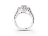 White gold Fancy Pink Oval  Halo Diamond Engagement Ring with Split Shank and Prong Setting_69