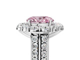 White gold Fancy Pink Oval  Halo Diamond Engagement Ring with Split Shank and Prong Setting_70