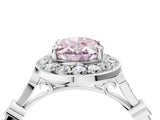 White gold Fancy Pink Oval  Halo Diamond Engagement Ring with Twisted Band and Four-Prong Setting 4