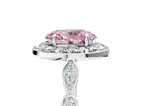 White gold Fancy Pink Oval  Halo Diamond Engagement Ring with Twisted Band and Four-Prong Setting 5