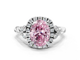 White gold Fancy Pink Oval  Halo Diamond Engagement Ring with Vintage-Inspired Band and Four-Prong Setting_3