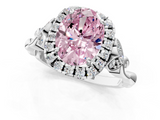 White gold Fancy Pink Oval  Halo Diamond Engagement Ring with Vintage-Inspired Band and Four-Prong Setting_4