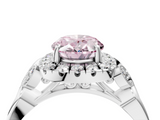 White gold Fancy Pink Oval  Halo Diamond Engagement Ring with Vintage-Inspired Band and Four-Prong Setting_7