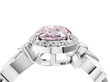 White gold Fancy Pink Oval  Halo Diamond Floral Band with Four-Prong Setting_59