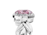 White gold Fancy Pink Oval  Halo Diamond Floral Band with Four-Prong Setting_60