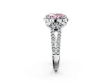 White gold Fancy Pink Oval  Halo Diamond Floral Split Shank Engagement Ring 3