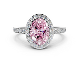 White gold Fancy Pink Oval  Halo Diamond Pavé Band Ring with Prong Setting_20