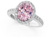 White gold Fancy Pink Oval  Halo Diamond Pavé Band Ring with Prong Setting_21