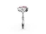 White gold Fancy Pink Oval  Halo Diamond Pavé Band Ring with Prong Setting_22