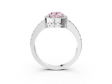 White gold Fancy Pink Oval  Halo Diamond Pavé Band Ring with Prong Setting_23