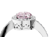 White gold Fancy Pink Oval  Halo Diamond Pavé Band Ring with Prong Setting_24